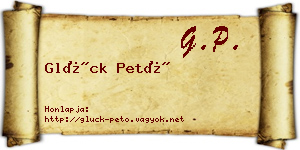 Glück Pető névjegykártya
